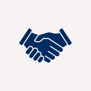 Icon of two hands shaking, symbolising agreement or partnership.