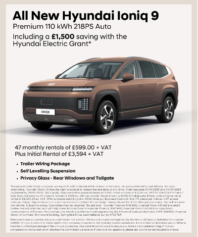 All New Hyundai Ioniq 9 promotional poster detailing features and price information.