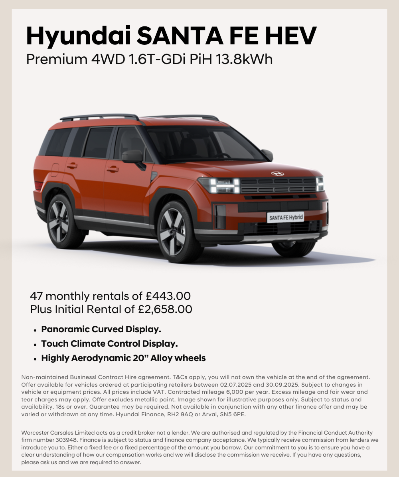 Hyundai SANTA FE HEV, Premium 4WD, with pricing details and vehicle features listed.